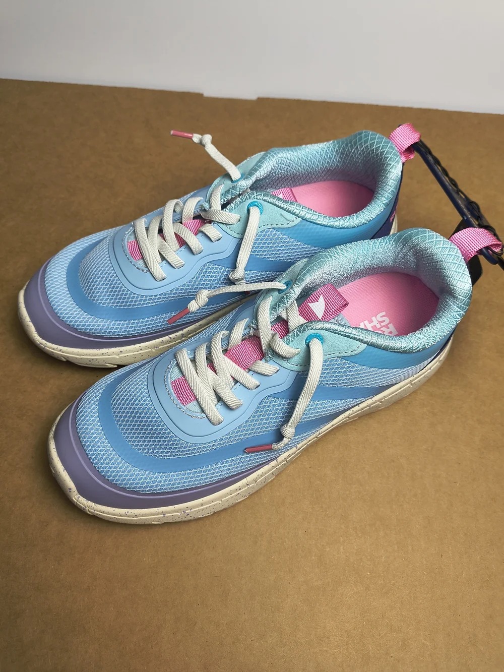 Rugged Shark Trek Sneakers Girls 5 Blue Purple Athletic Slip On Lace Up Shoes